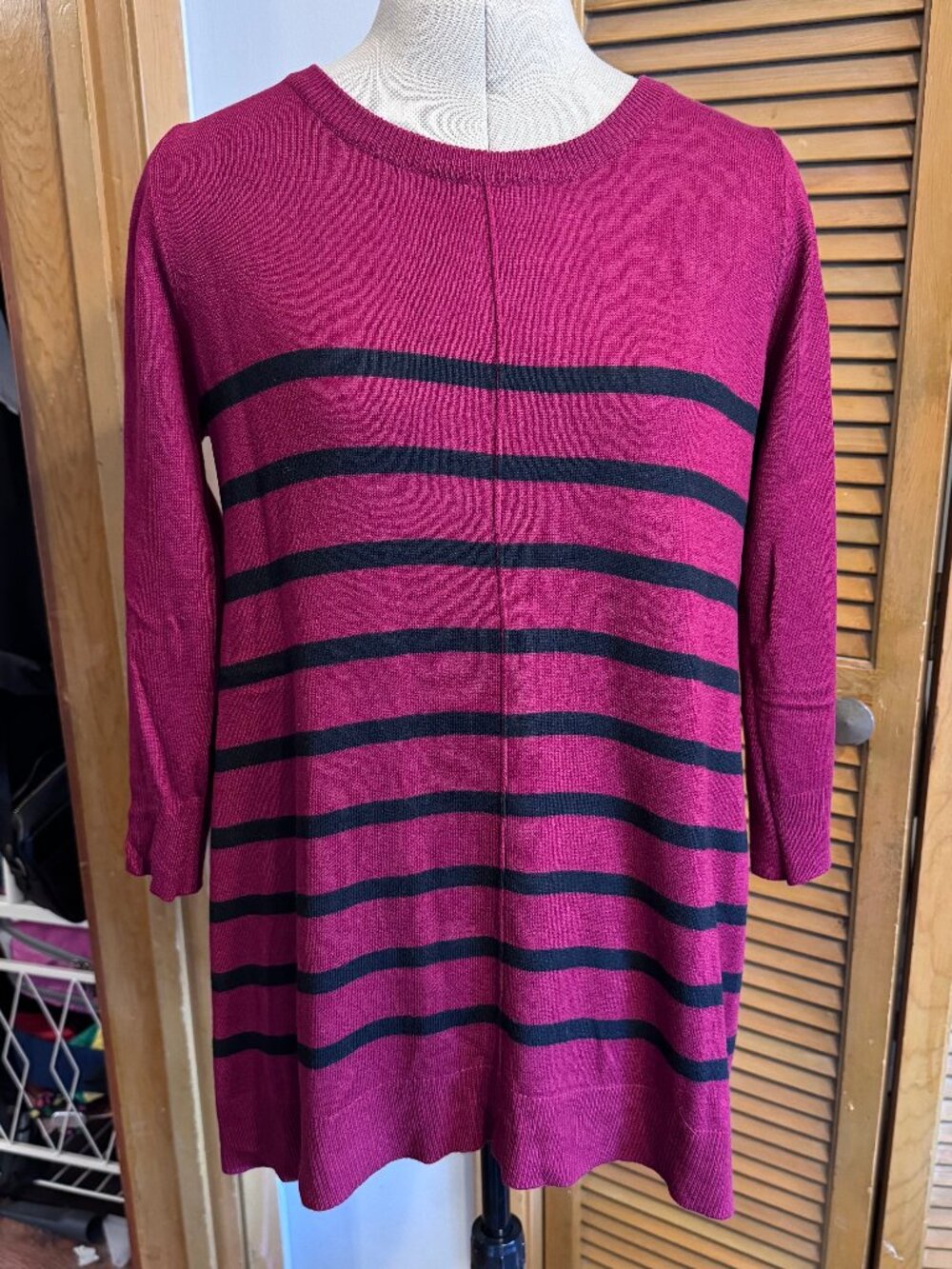 Cable & Gauge Red/Black Striped Sweater Tunic Size M